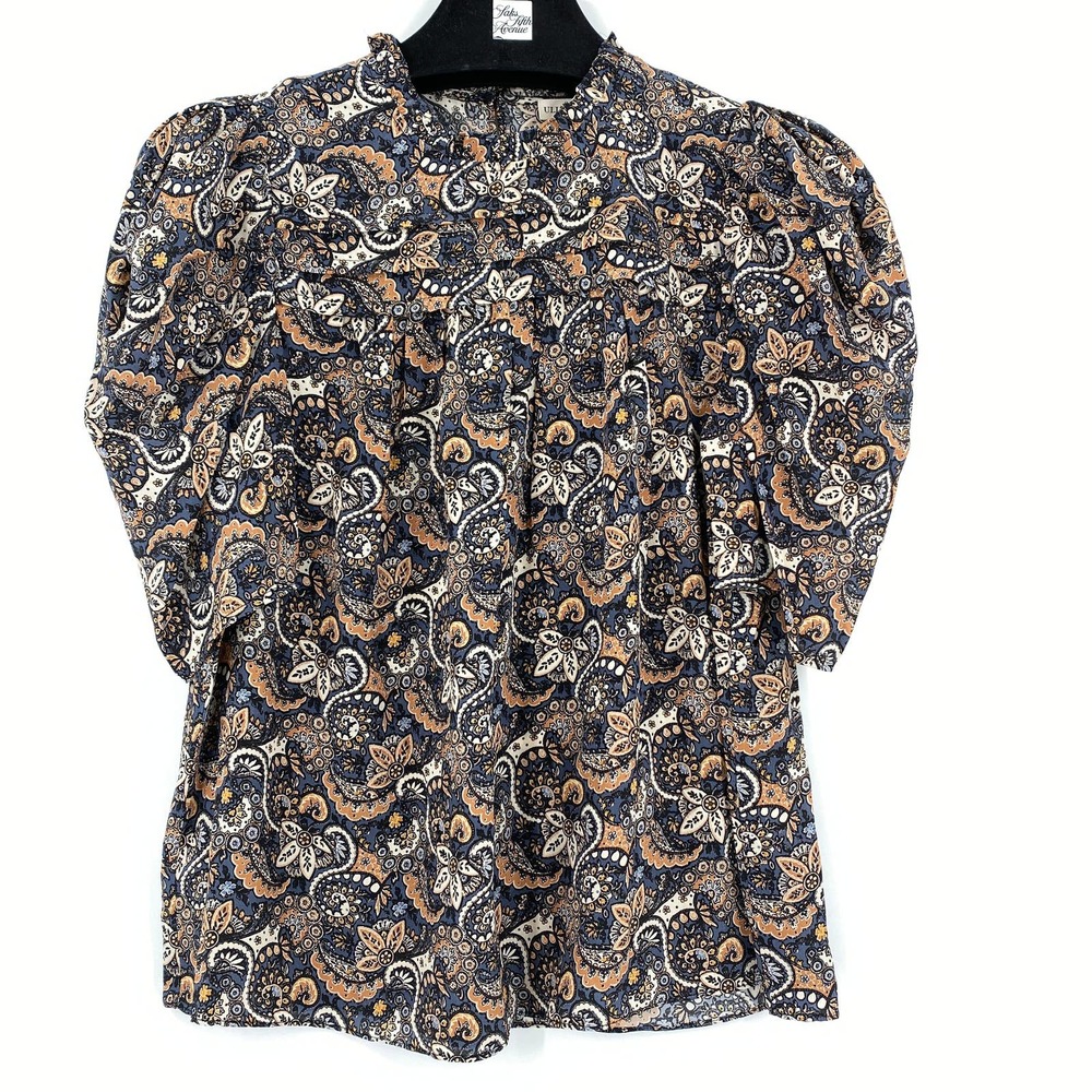 Ulla Johnson Lyla Blouse Floral Paisley Night Sky Size 6